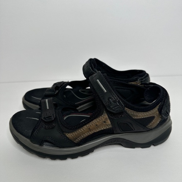 Ecco Men’s Comfort Shoes Black Yucatan Double Side Bar Sport Velcro Sandal - Picture 6 of 9
